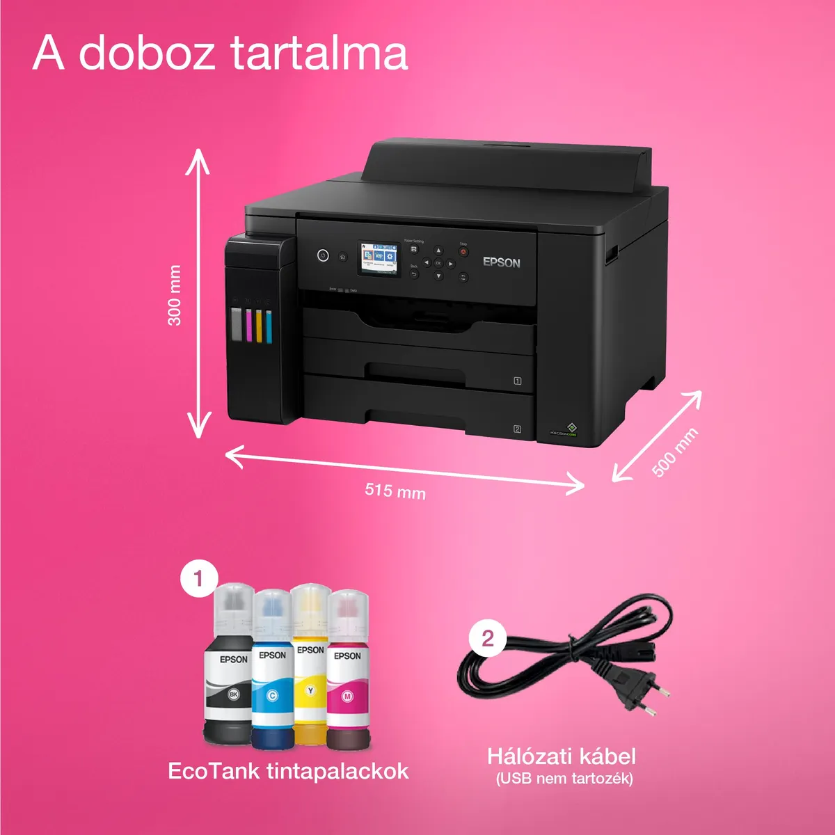EPSON C11CJ04402 EcoTank L11160 4800x1200dpi 32ppm fekete 21ppm színes duplex WiFi LAN USB 550 bemeneti 125 kimeneti 4 soros LCD #4