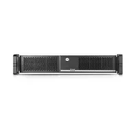 Chenbro RM24200H02*13665 2U IPC szerverház fekete előlapi ablakkal ajtó nélkül elől USB 3.0 x2 PS/2 PSU tartó középső 80 mm vent hátsó ablakkal