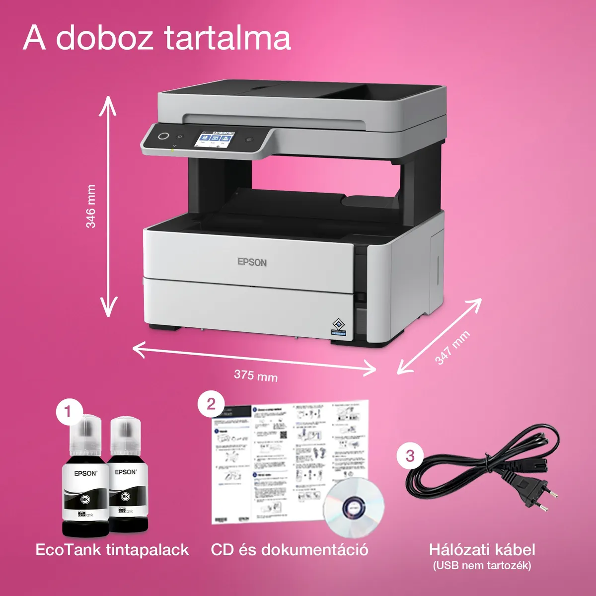 EPSON C11CG92403 EcoTank M3170 négyfunkciós mono nyomtató WiFi USB Ethernet 1200x2400 dpi 20 oldal percenként #5