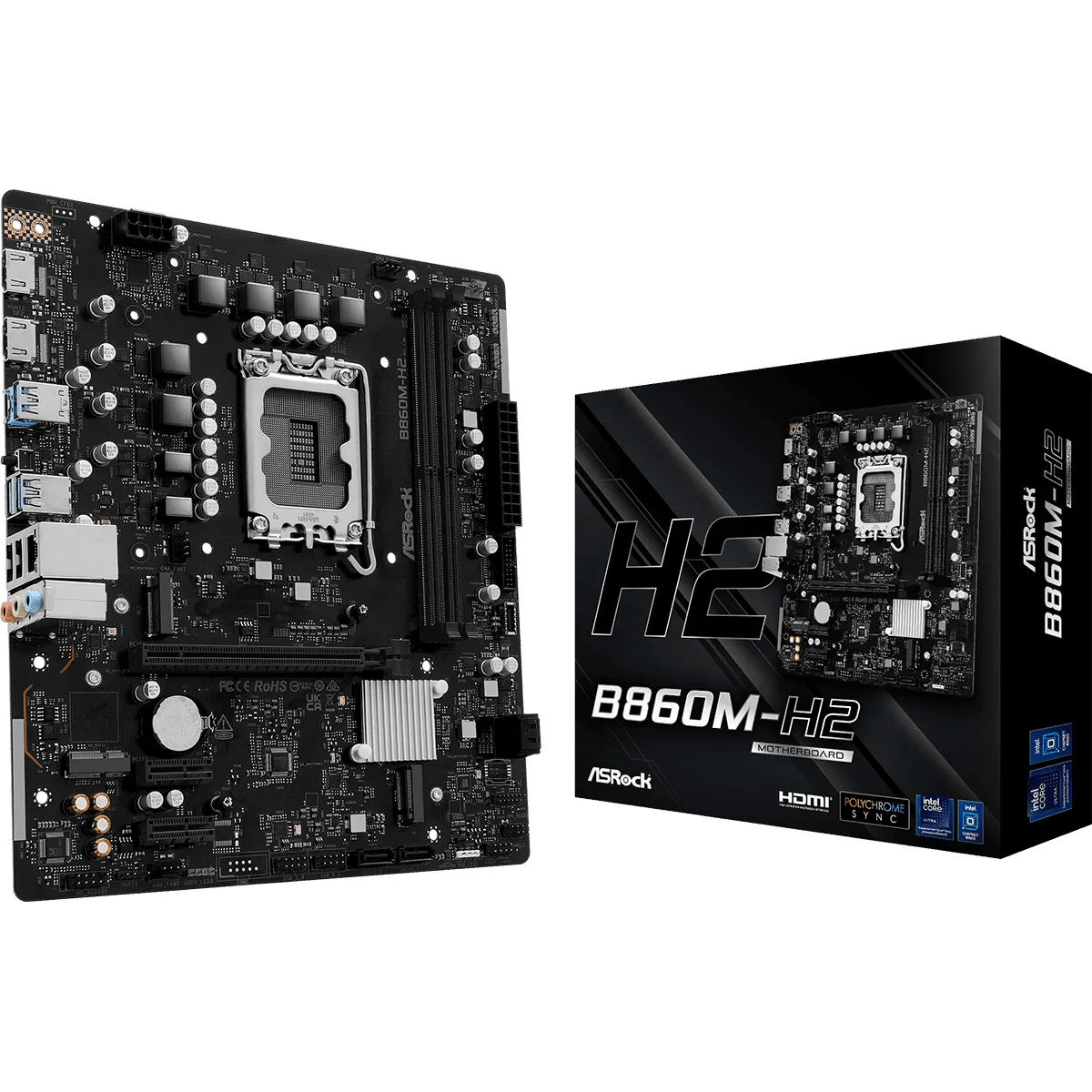 Asrock 90-MXBS00-A0UAYZ B860M-H2 DDR5 PCIe Gen5 M.2 Gen5x4 M.2 Gen4x4 4xSATA3 2xHDMI 2.1 LAN USB #1