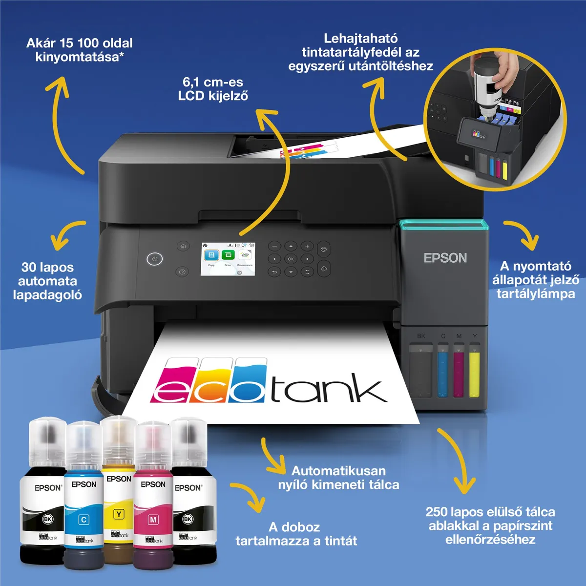 EPSON C11CL43403 EcoTank L6370 multifunkciós A4 kétoldalas Wi-Fi USB LAN #8