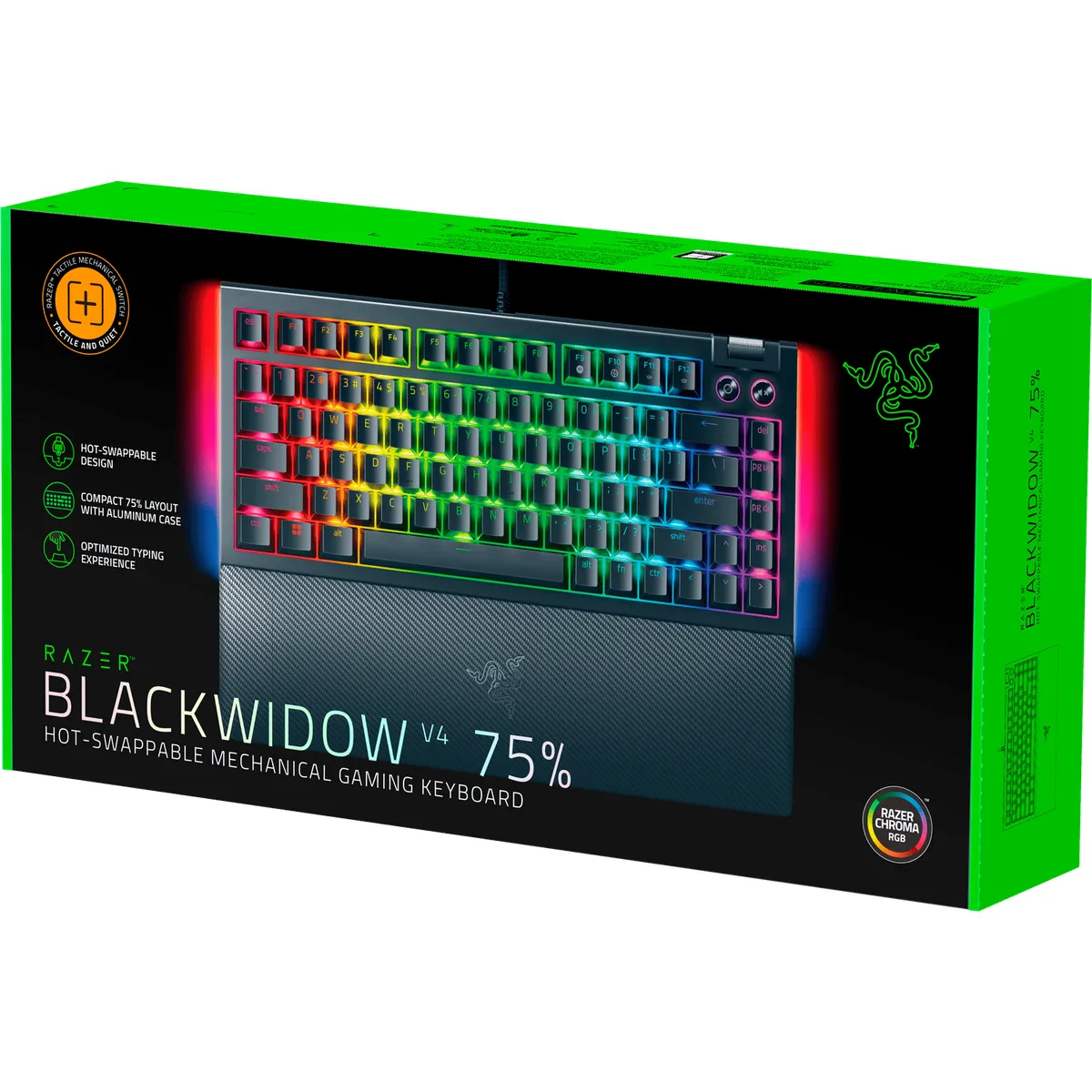 Razer RZ03-05000100-R3M1 BlackWidow V4 75 Üzem közben cserélhető kapcsolók USB-C alumínium felső burkolat Chroma RGB #2
