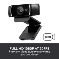 Logitech 960-001088 C922 Pro Stream 1080p30fps 720p60fps 78 fokos látószög autofókusz sztereó mikrofon USB-A XSplit licenc állvány