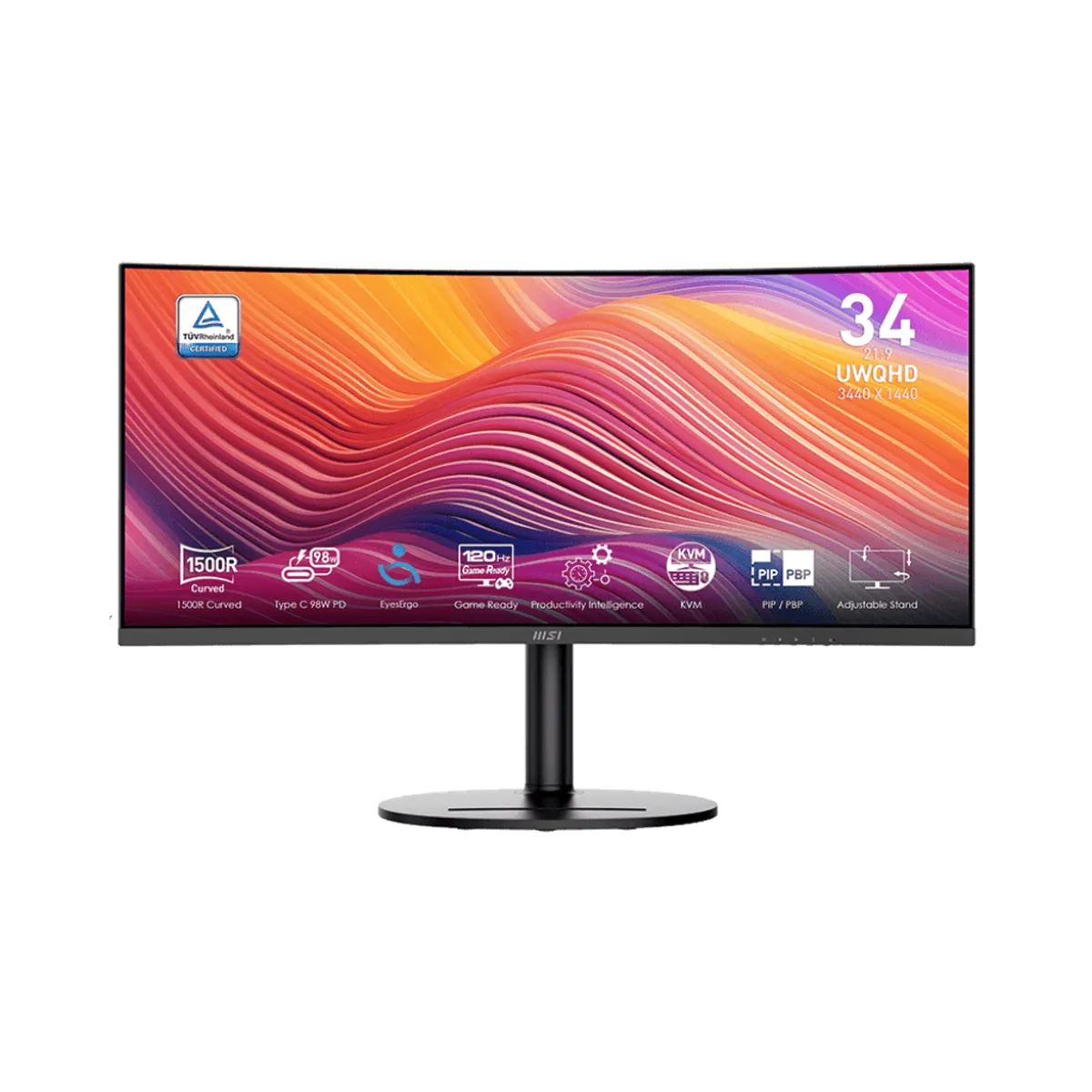 MSI Modern MD342CQP MD342CQP 34" 3440x1440 21 9 VA ívelt 120Hz 4ms HDMI USB C USB 2 DisplayPort VESA 75x75 #1