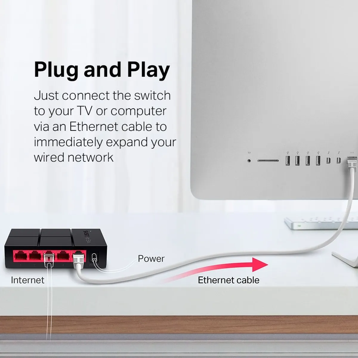 Mercusys MS105GP 5-portos PoE kapcsoló 4 PoE port 65W extend mód 250 m fém ház #3