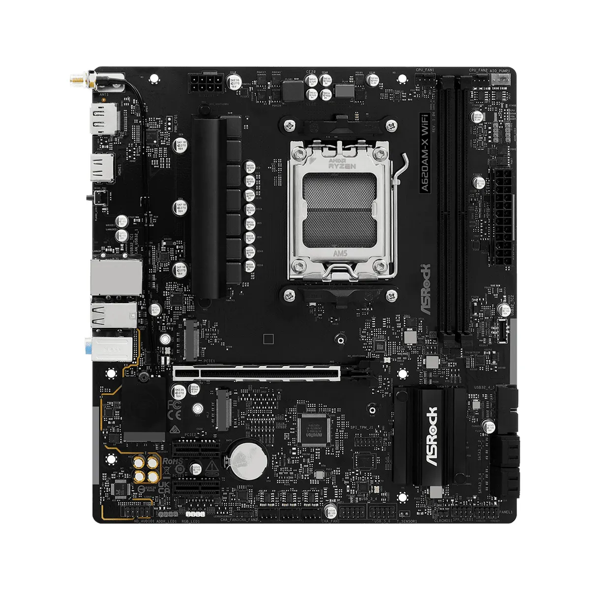 Asrock 90-MXBSU0-A0UAYZ A620AM-X WiFi alaplap AMD AM5 foglalat Micro-ATX DDR5 96 GB PCIe 4.0 x16 M.2 PCIe Gen4 x4 USB 3.2 Gen1 Type-C #2