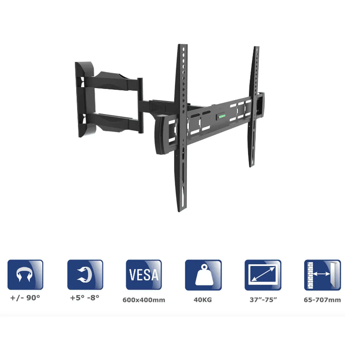 Akyga AK-MB-11 TV fali tartó teljes mozgású 37"-75" VESA 600x400 mm 40 kg 65-707 mm #3