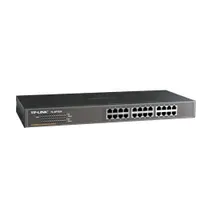 TP-Link TL-SF1024 24-portos switch rackbe szerelhető nem menedzselt 10-100 Mbps 4,8 Gbps kapcsolási kapacitás MAC-cím tábla 8000