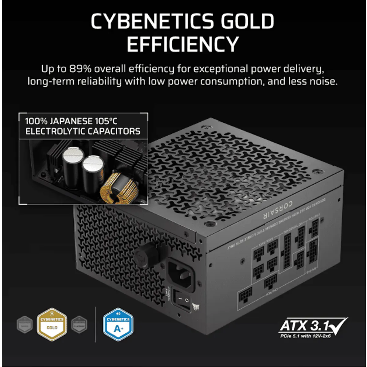 Corsair CP-9020299-EU RM850x Shift tápegység 850W ATX 3.1 PCIe 5.1 moduláris #4