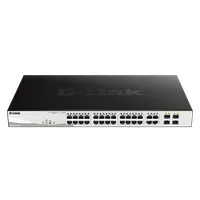 D-Link DGS-1210-28P/E 28-portos PoE L2 kapcsoló, 4x SFP, 56 Gbit/s, MAC 16000