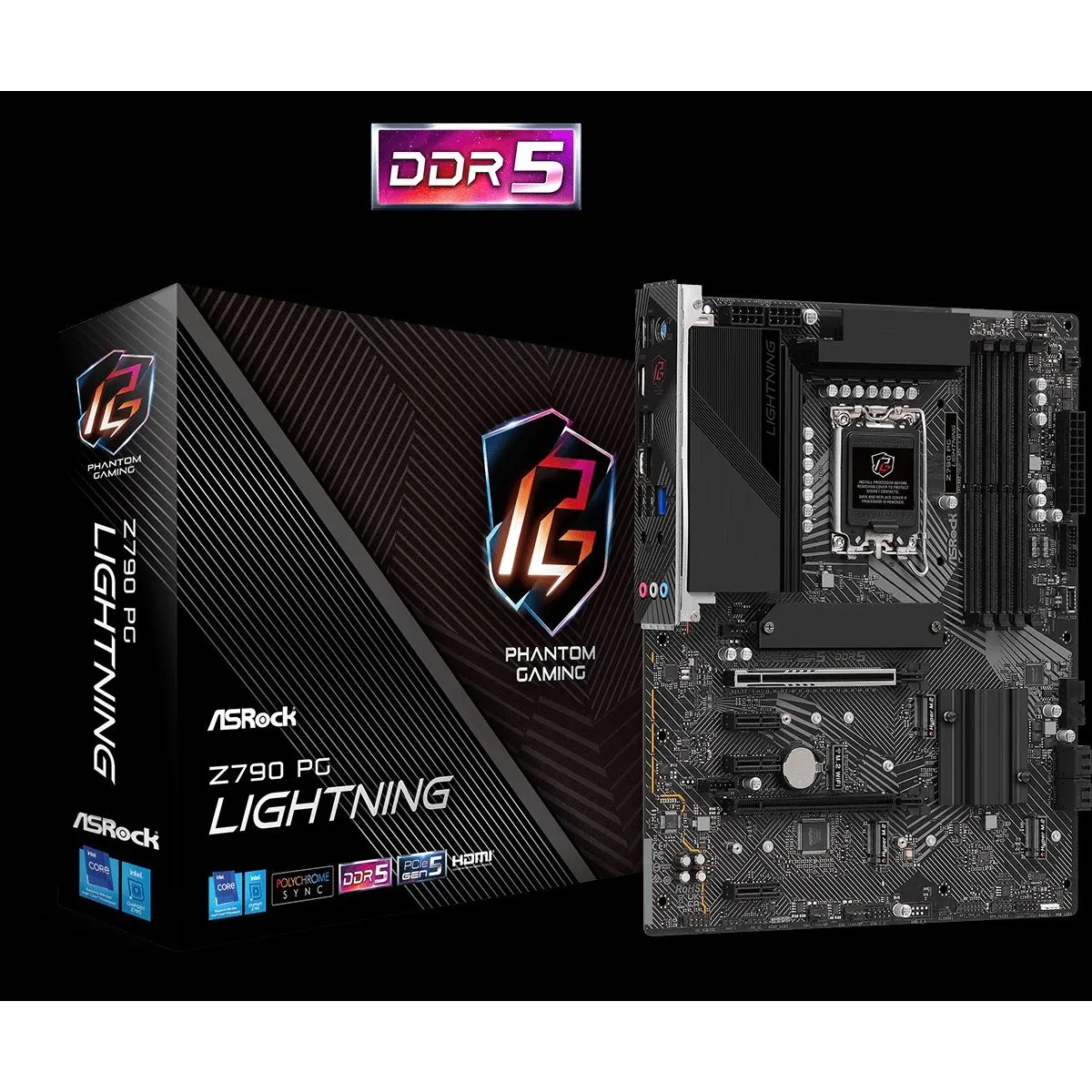 Asrock 90-MXBKA0-A0UAYZ Z790 PG Lightning DDR5 4 db DIMM 192 GB LGA1700 ATX PCIe 5.0 x16 PCIe 4.0 x16 Hyper M.2 4 2.5G LAN HDMI 1 #1
