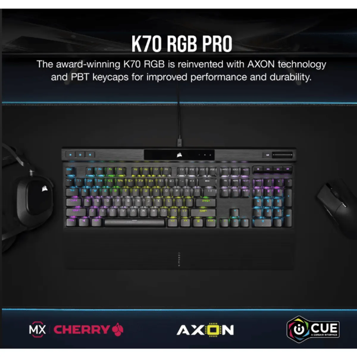 Corsair CH-9109414-NA K70 RGB PRO Mechanikus billentyűzet CHERRY MX SPEED, NKRO, 8MB, USB 3.0, 50 profil, csuklótámasz #2