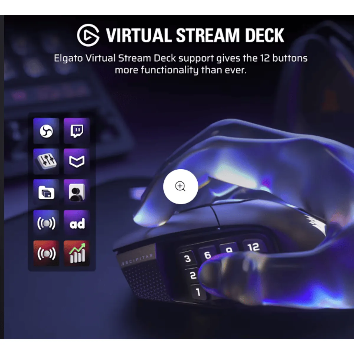 Corsair CH-9314014-WW Scimitar Elite Wireless SE MMO egér 33000 DPI gunmetal színű #4