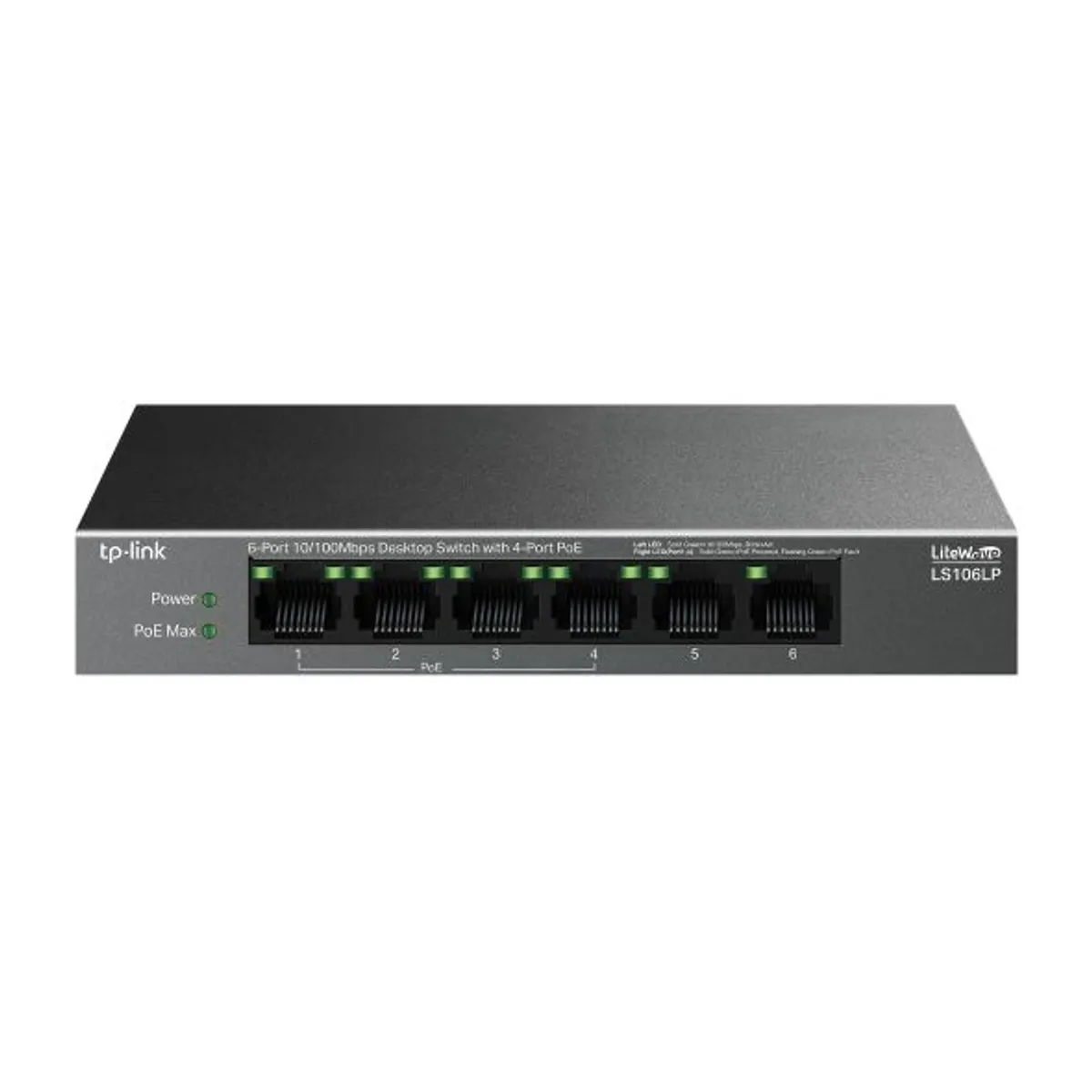 TP-Link LS106LP LiteWave 6-port 10/100 Mbps PoE kapcsoló, 4 PoE portok, 41 W, unmanaged, asztali/falra szerelhető #1