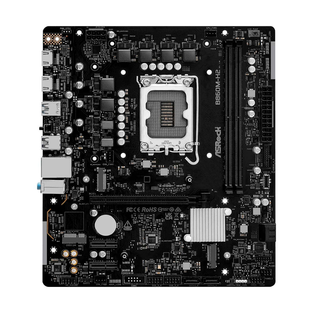 Asrock 90-MXBS00-A0UAYZ B860M-H2 DDR5 PCIe Gen5 M.2 Gen5x4 M.2 Gen4x4 4xSATA3 2xHDMI 2.1 LAN USB #2