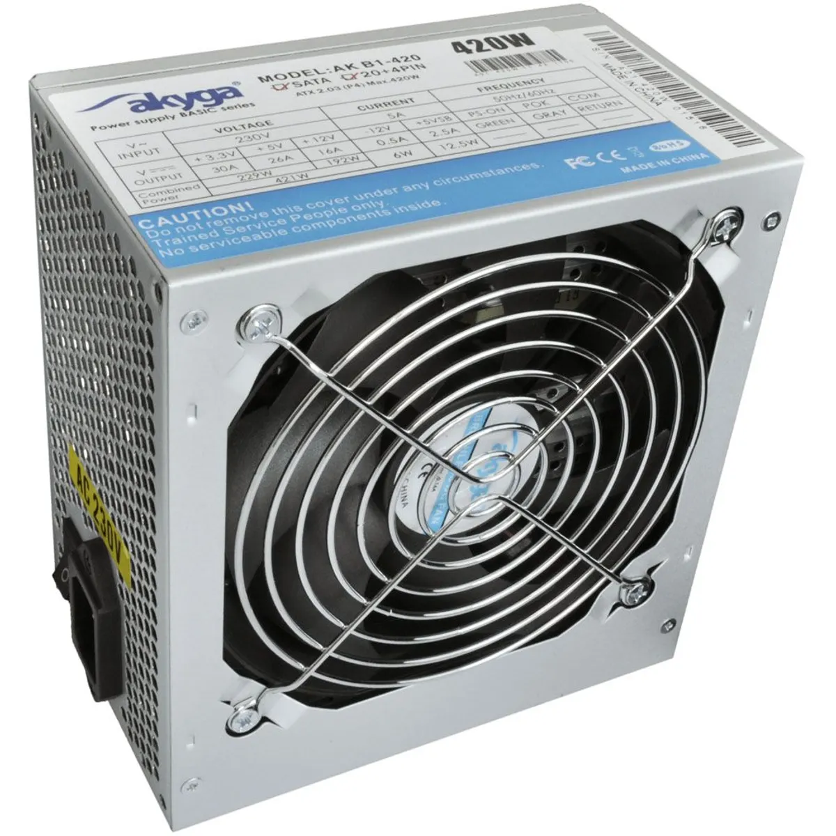 Akyga AK-B1-420 Alap 420W ATX 24 pin P4 12 cm ventilátor 3 SATA 2 Molex 1 mini-Molex OVP OCP OPP OTP SCP RoHS #2