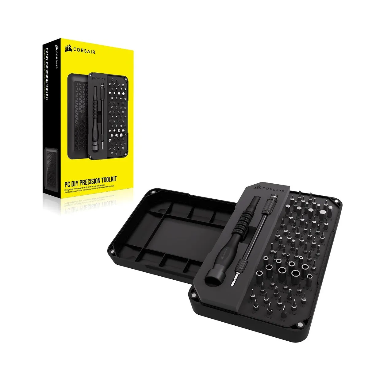Corsair CC-9310003-WW PC DIY Precision Toolkit 65 darabos nikkelezett csavarhúzó készlet, hosszabbító, mágneses tál, sima forgású meghajtó sapka #2