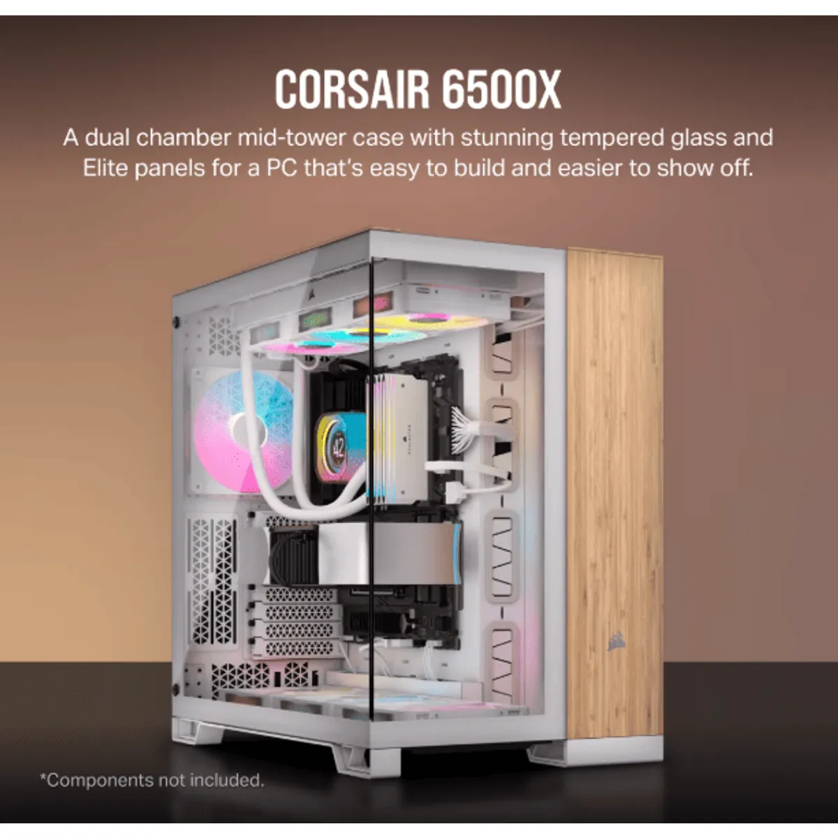 Corsair CC-9011284-WW 6500X középméretű kétkamrás toronyház fehér bambusz dekorpanel #1