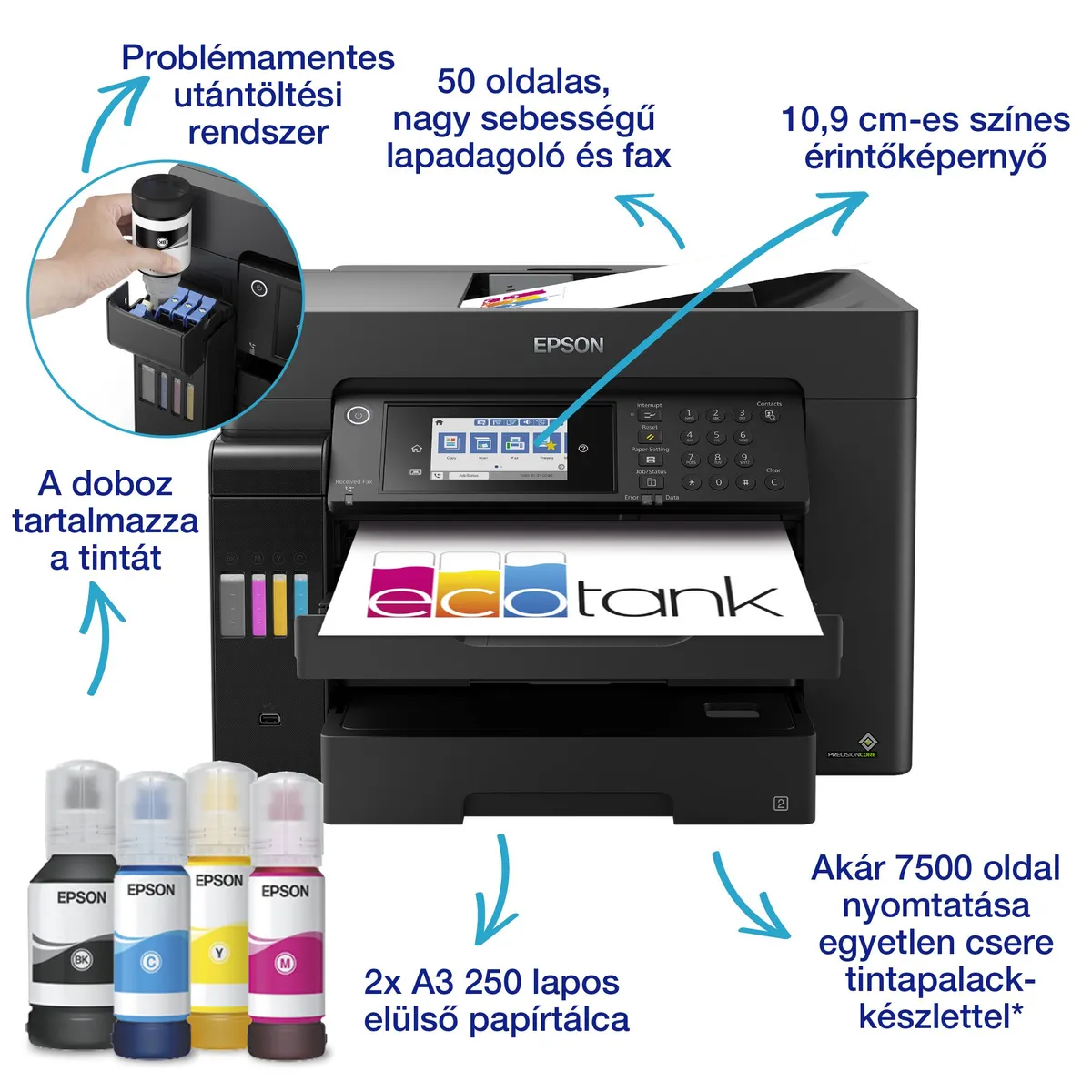 EPSON C11CH71402 EcoTank L15160 színes MFP A3 USB LAN WiFi ADF fax #2