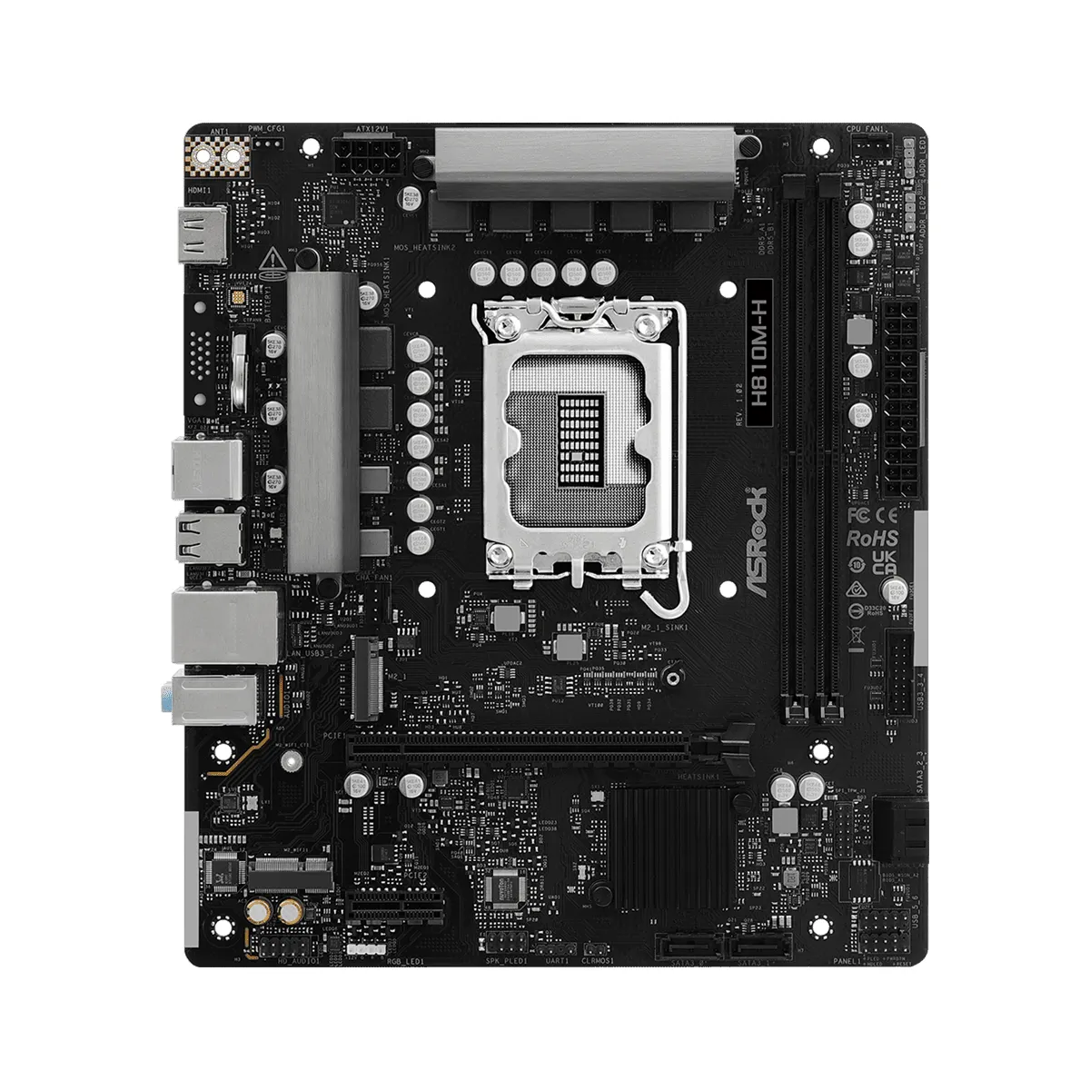 Asrock 90-MXBSZ0-A0UAYZ H810M-H alaplap LGA1851 Micro-ATX DDR5 2x DIMM 128GB PCIe4.0 x16 M.2 Gen4x4 4xSATA HDMI2.1 USB 3.2 Gen2 Type-C RTL8111H ALC897 #2