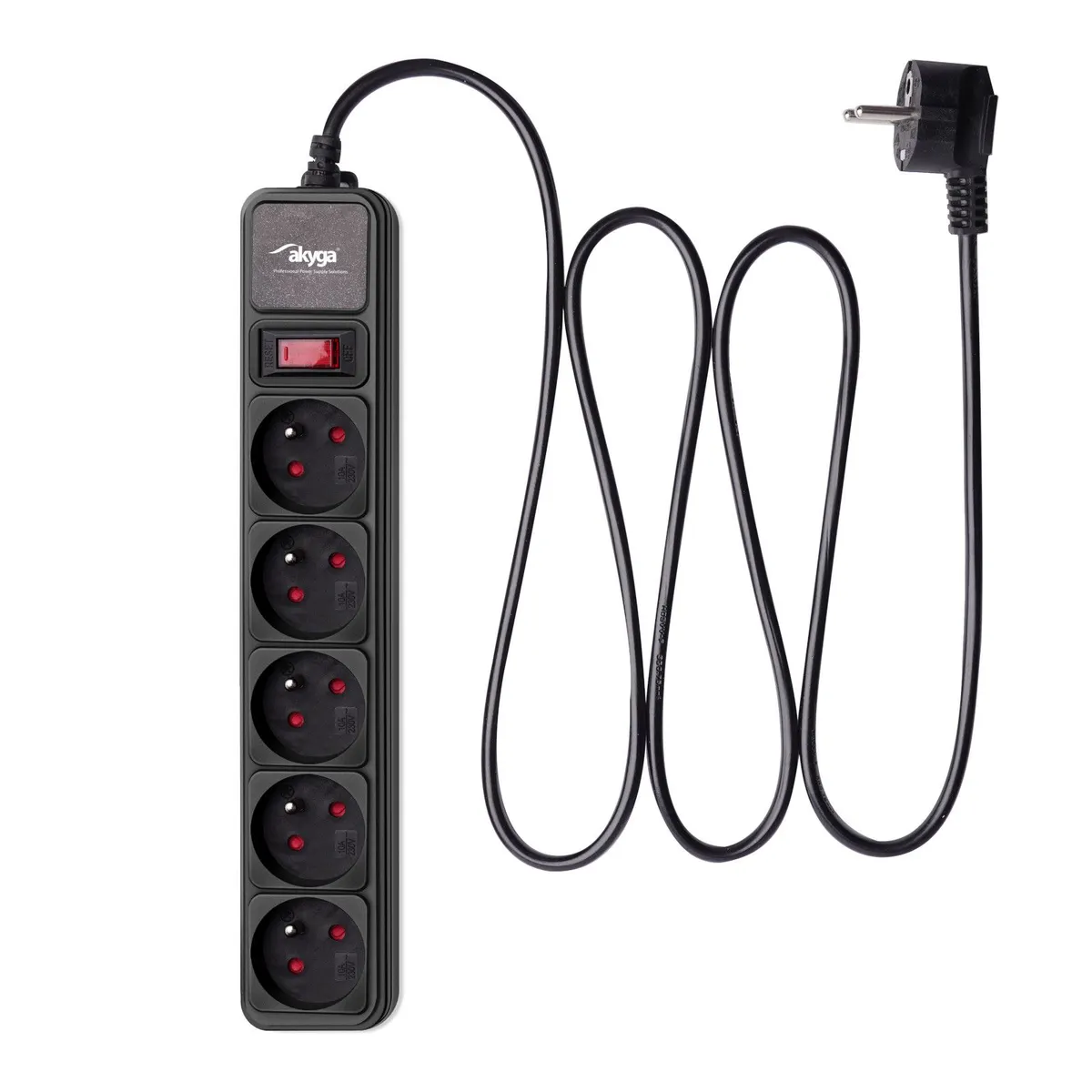 Akyga AK-SP-05B túlfeszültségvédő elosztó 5 aljzat 3 m FR CEE7-5 10 A 250 V #1