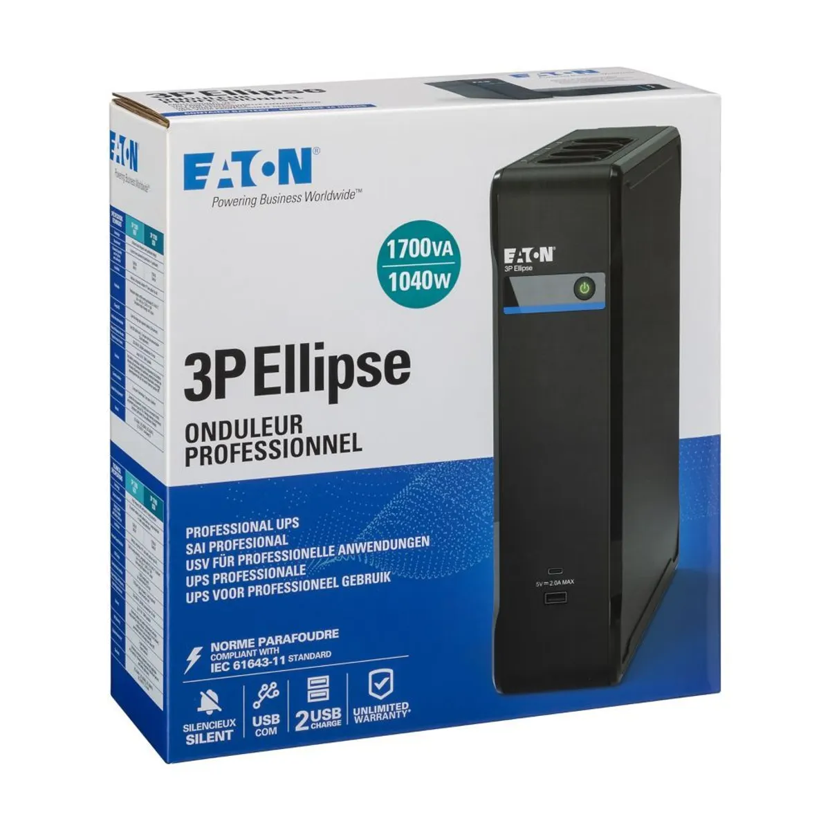 Eaton 3P1700UD 3P Ellipse 1700VA USB DIN C14 #3
