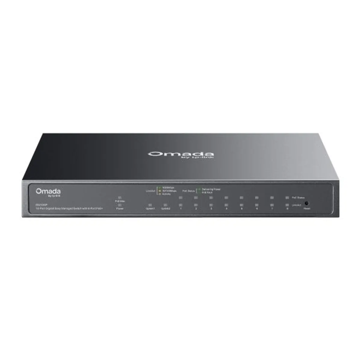 TP-Link ES210GP Omada 8 PoE-plusz portos switch 1 nem PoE port 1 SFP RJ45 kombóport 63 W PoE keret Omada menedzsment #1