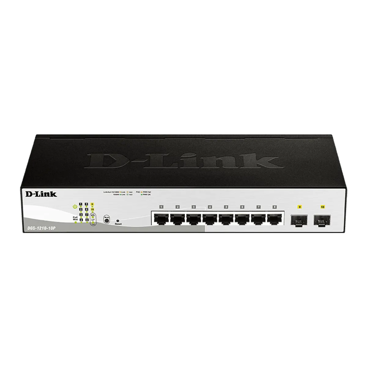 D-Link DGS-1210-10P/E Vezérelt L2 gigabit PoE kapcsoló 8x RJ-45 10/100/1000, 2x SFP, 20 Gbps, 1U #1