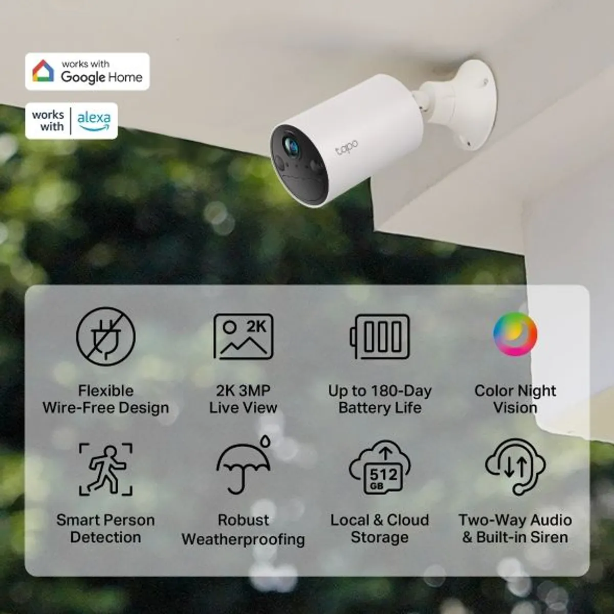 TP-Link TAPOC410 Tapo C410 2K 2304x1296 IP65 6400mAh 180 nap üzemidő kétirányú audio #3