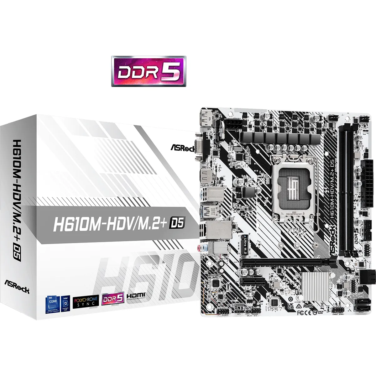 Asrock 90-MXBM50-A0UAYZ H610M-HDV/M.2+ D5 LGA1700 DDR5 2x DIMM Micro-ATX #1