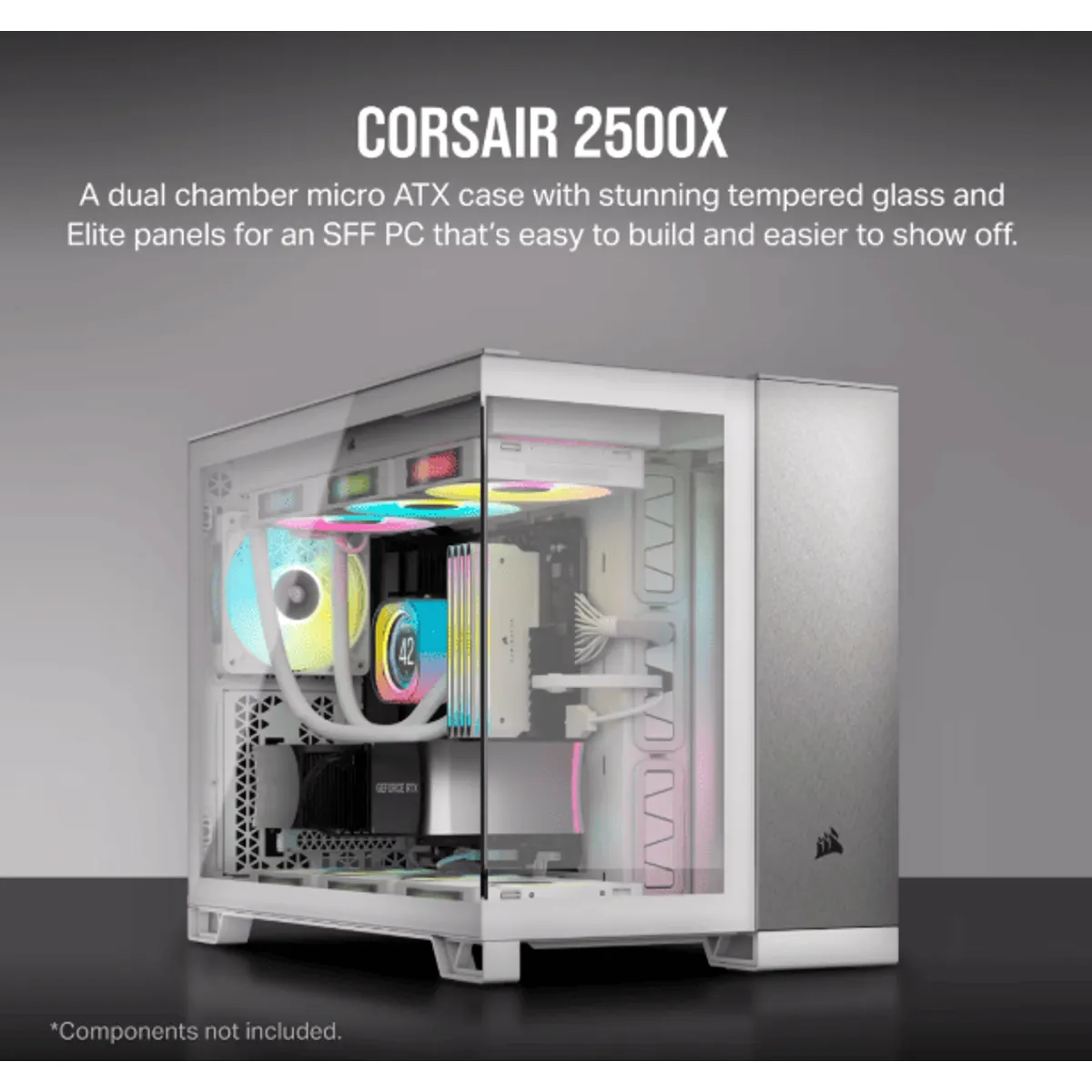 Corsair CC-9011289-WW 2500X kétkamrás toronyház Micro-ATX-Mini-ITX kompatibilis fehér-szaténszürke alumínium #1