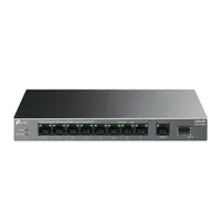 TP-Link LS1210GP LiteWave LS1210GP 9x 10-100-1000 RJ45 portok, 8 PoE, 1x SFP, 20 Gbps, 63W PoE keret, asztali és falra szerelhető