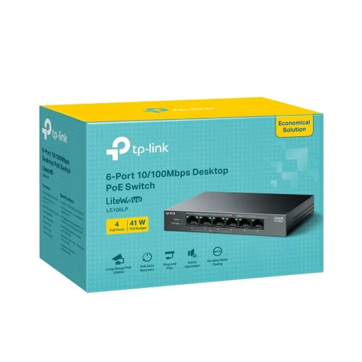 TP-Link LS106LP LiteWave 6-port 10/100 Mbps PoE kapcsoló, 4 PoE portok, 41 W, unmanaged, asztali/falra szerelhető #2