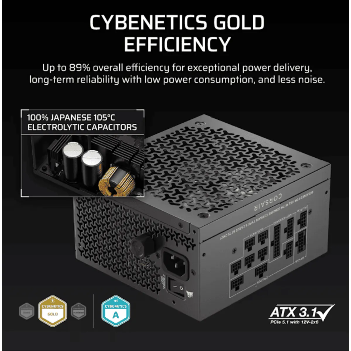 Corsair CP-9020300-EU RM1000x Shift 1000W ATX 3.1 PCIe 5.1 moduláris #4