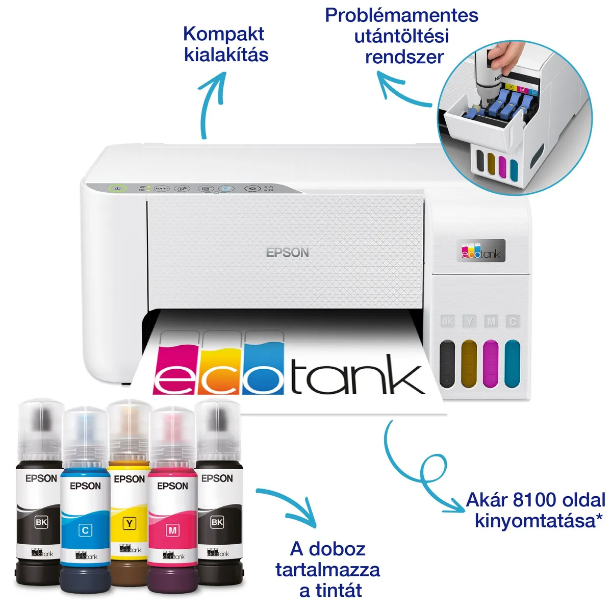 EPSON C11CJ67436 EcoTank L3276 tintasugaras multifunkciós Wi-Fi A4 színes fehér #2
