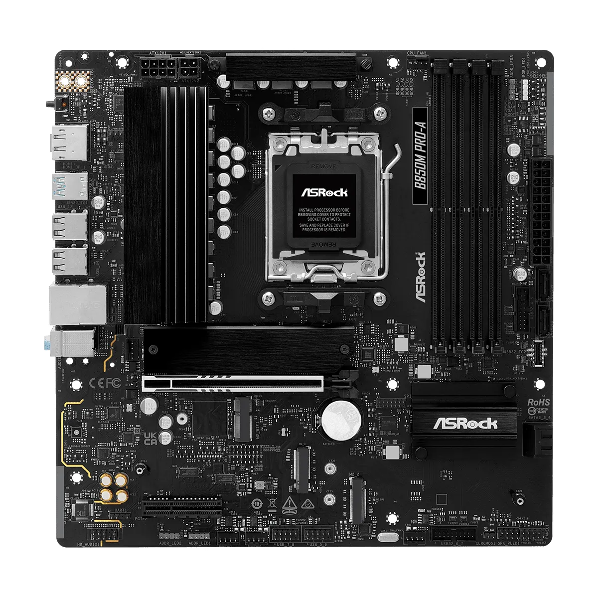 Asrock 90-MXBR80-A0UAYZ B850M Pro-A AMD AM5 Micro-ATX DDR5 256GB 8000+MHz PCIe 5.0 x16 Hyper M.2 Gen5 x4 M.2 Gen4 x4 HDMI DisplayPort 2.5GbE #2