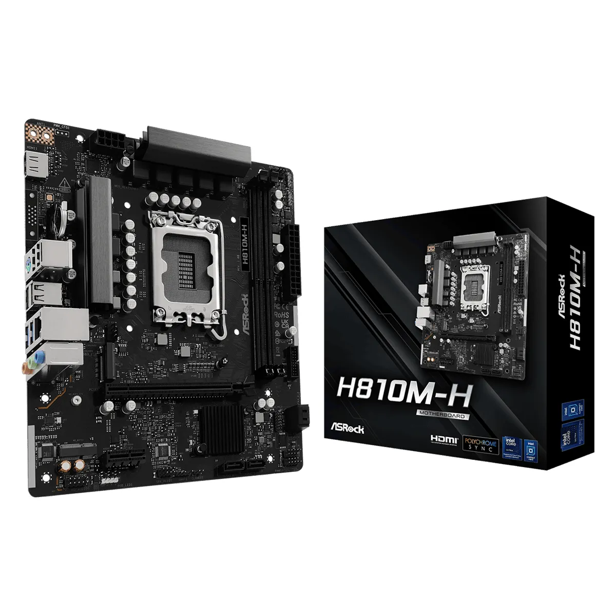 Asrock 90-MXBSZ0-A0UAYZ H810M-H alaplap LGA1851 Micro-ATX DDR5 2x DIMM 128GB PCIe4.0 x16 M.2 Gen4x4 4xSATA HDMI2.1 USB 3.2 Gen2 Type-C RTL8111H ALC897 #1