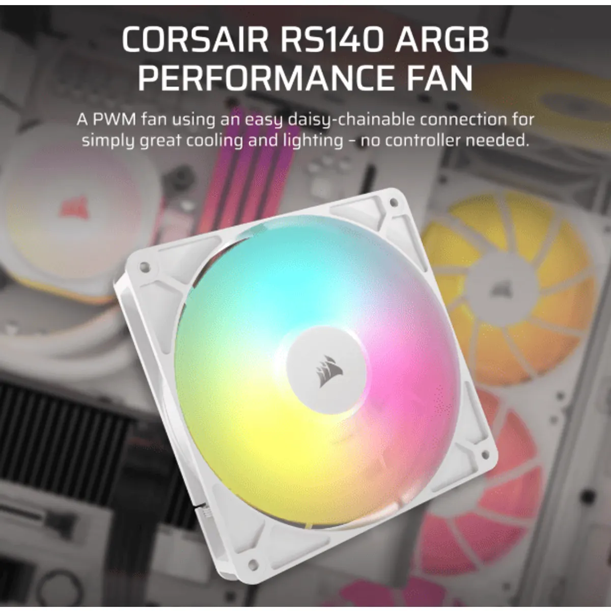 Corsair CO-9050186-WW rs140 argb 140mm pwm ventilátor fehér #2