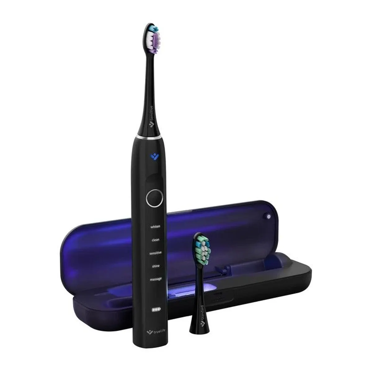 TrueLife 8595724901938 SonicBrush Clean70 UV fekete SmartPressure nyomásérzékelő SonicTrue technológia UV tok USB-C 5 mód 2 fej #1