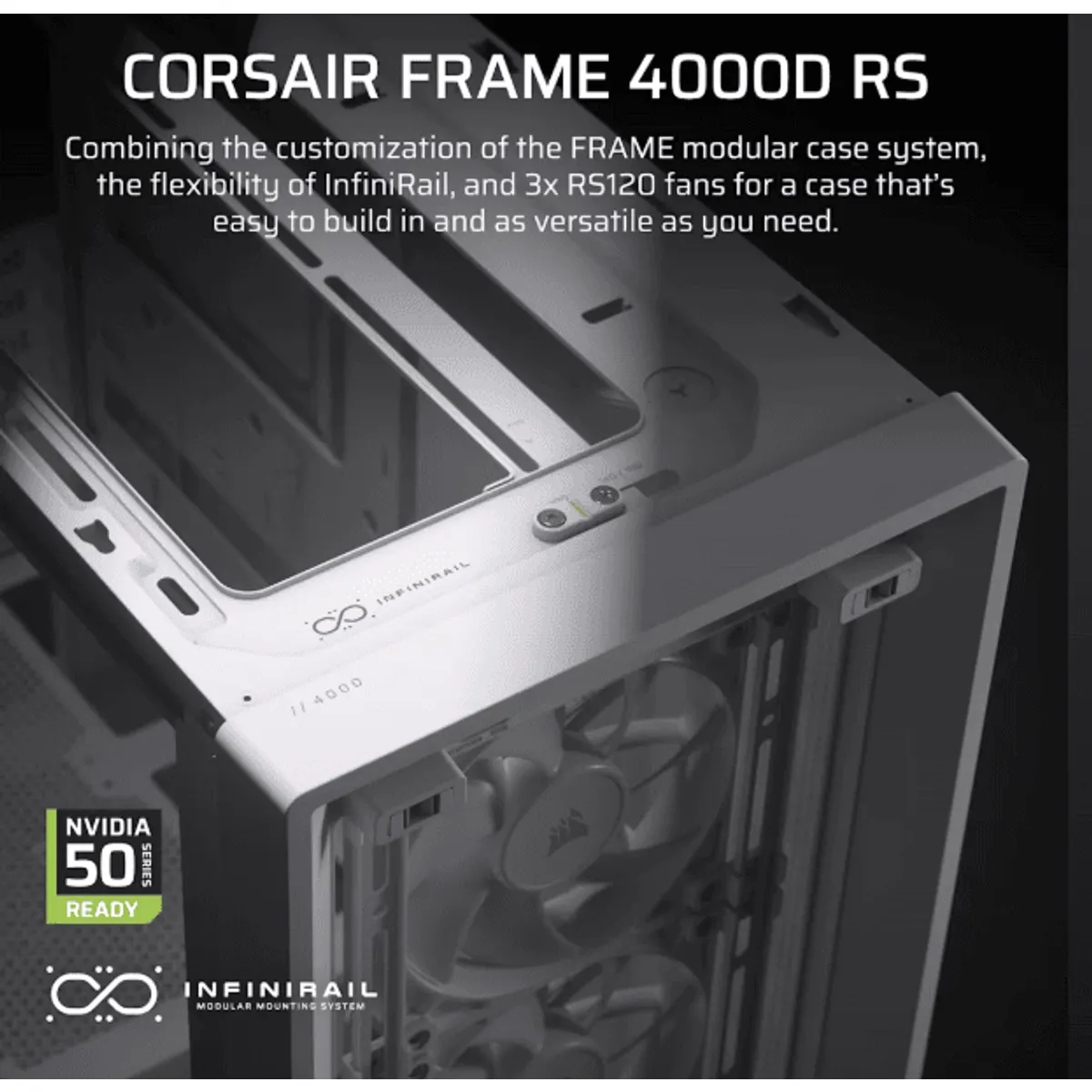 Corsair CC-9011313-WW Frame 4000D RS fehér edzett üveg moduláris 3 RS120 ventilátor #2