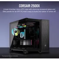 Corsair CC-9011287-WW 2500X Micro-ATX kétkamrás toronyház - fekete-obszidián alumínium edzett üveg invertált alaplap-kompatibilitás