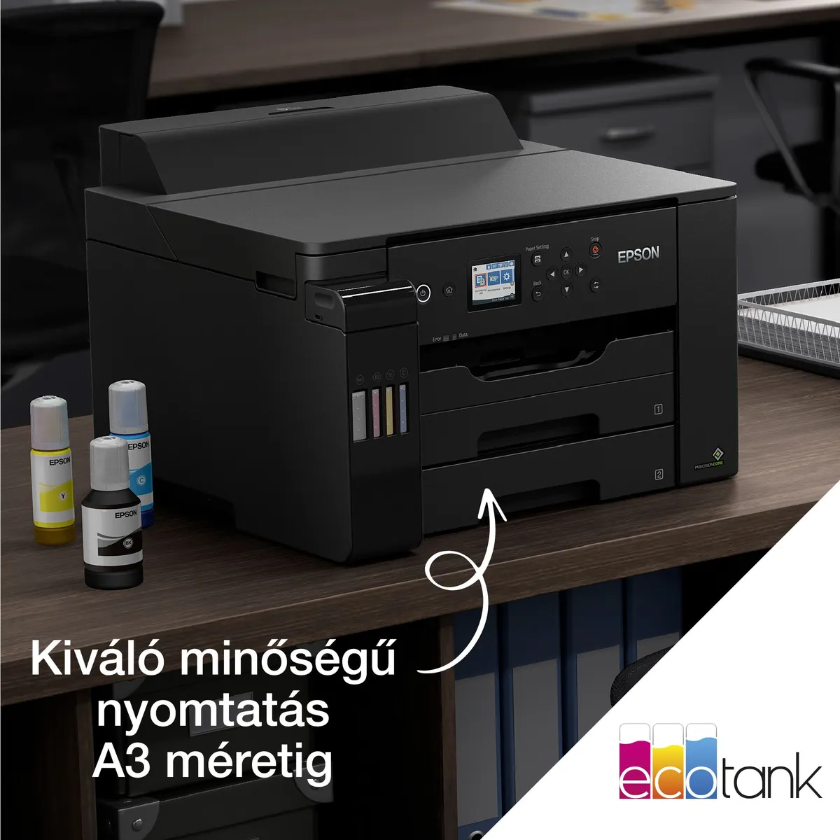 EPSON C11CJ04402 EcoTank L11160 4800x1200dpi 32ppm fekete 21ppm színes duplex WiFi LAN USB 550 bemeneti 125 kimeneti 4 soros LCD #9