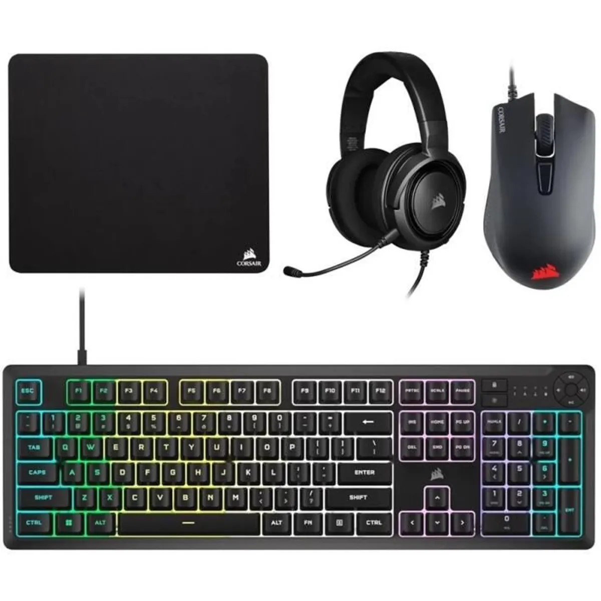Corsair CH-9226F65-NA 4in1 vezetékes gamer szett: K55 CORE RGB billentyűzet, Harpoon RGB PRO egér, HS35 SURROUND v2 headset, MM100 egérpad #1