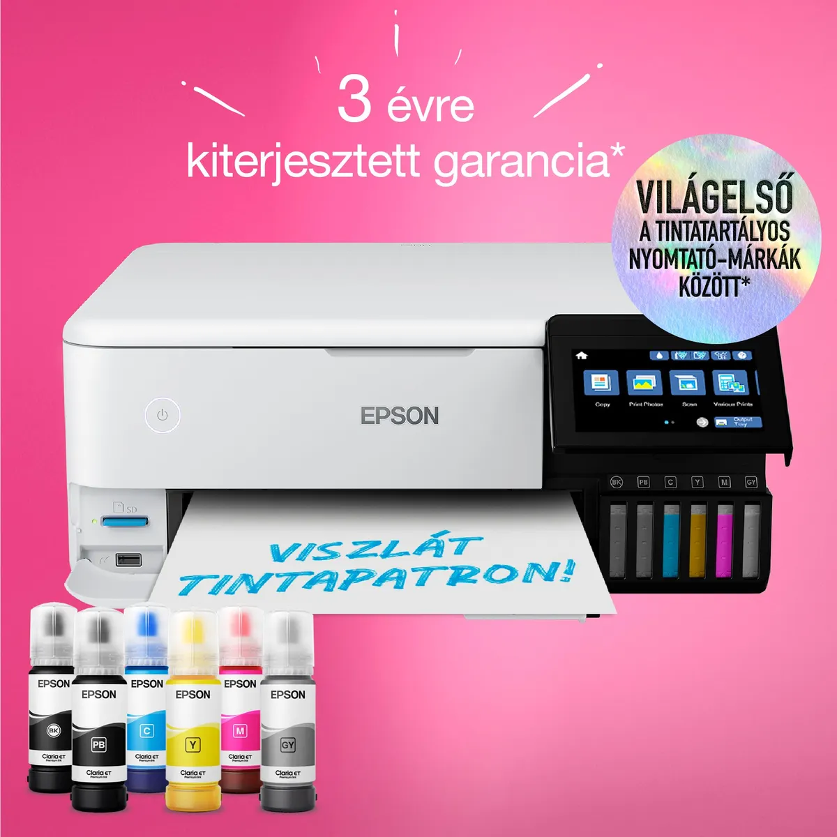 Epson C11CJ20402 EcoTank L8160 hatszínű tintarendszer 5760x1440 dpi 32 oldal percenként A4 WiFi USB Ethernet 10,9 cm érintőképernyő #7