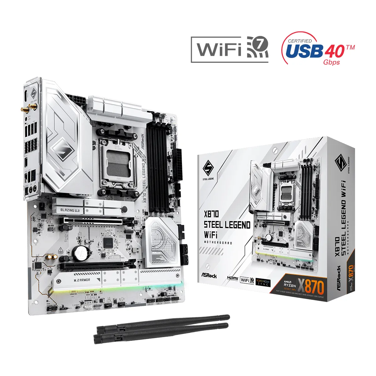 ASRock 90-MXBPJ0-A0UAYZ X870 Steel Legend WiFi AM5 2xPCIe16 4xSATA3 4xUSB3.2 2xUSB4.0-C #1