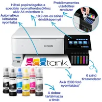 Epson C11CJ20402 EcoTank L8160 hatszínű tintarendszer 5760x1440 dpi 32 oldal percenként A4 WiFi USB Ethernet 10,9 cm érintőképernyő #2