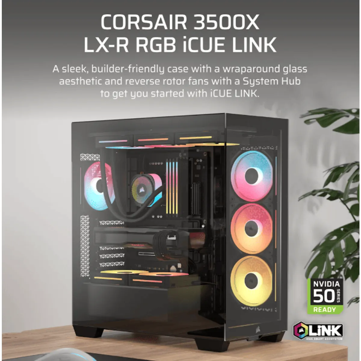 Corsair CC-9011324-WW 3500X LX-R iCUE LINK edzett üveg Mid-Tower ATX #2