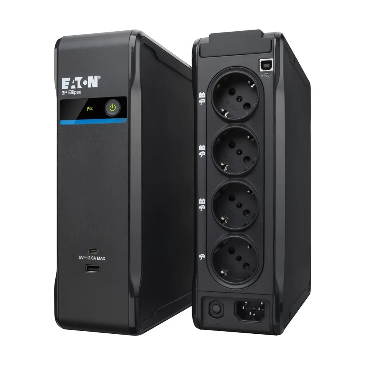 Eaton 3P700UD 3P Ellipse 700 USB DIN 700VA 420W C14 bemenet USB port 2 USB töltőportok A és C opcionális Cloud Card 22 perc áthidalási idő #1
