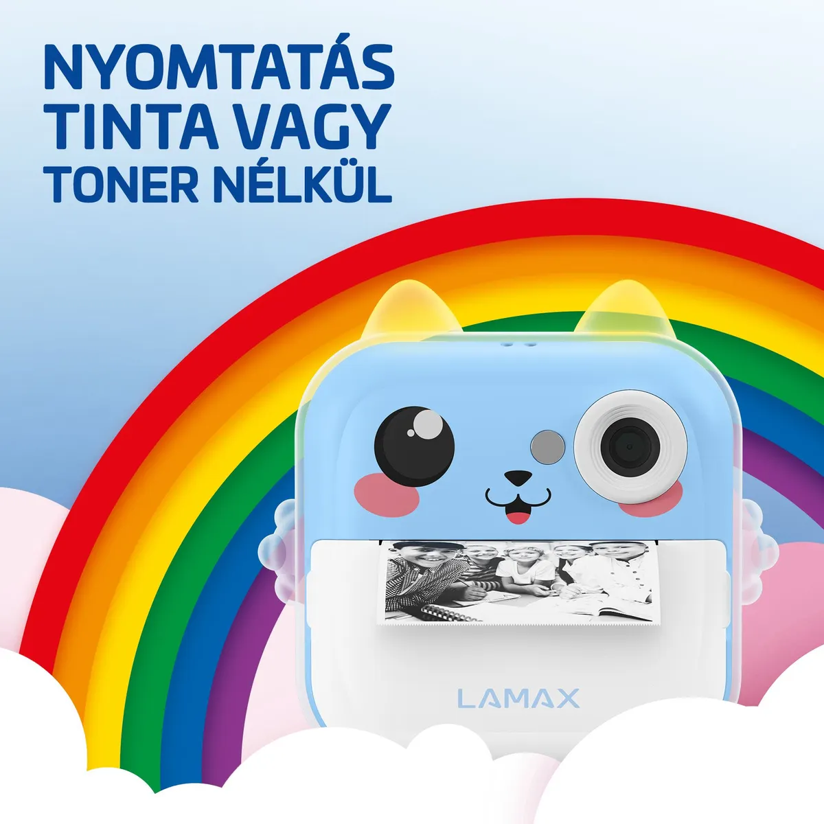 Lamax 8596687002601 InstaKid2 AI Plus kék hőpapíros gyerek fényképezőgép #2
