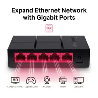 Mercusys MS105GP 5-portos PoE kapcsoló 4 PoE port 65W extend mód 250 m fém ház